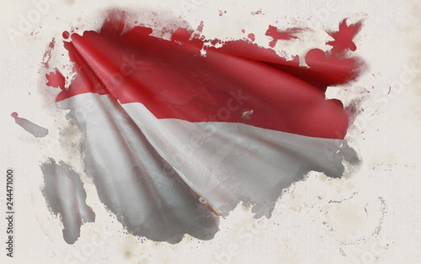 Obraz Flaga Indonezji, Indonezja Kolory narodowe w tle << Renderowanie 3D >>