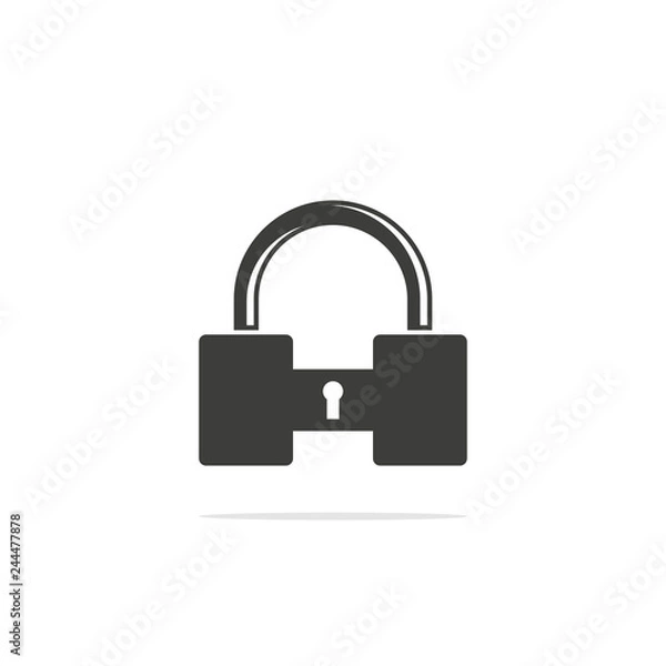 Fototapeta Monochrome vector illustration of a lock, isolated on a white background.