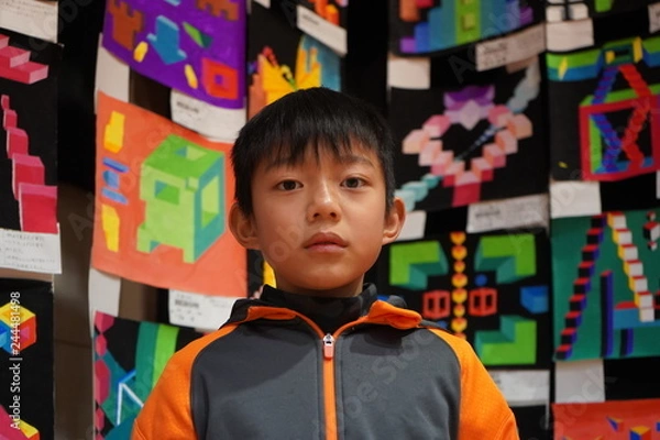 Obraz 展示物　壁　イラスト　絵　少年　小学生