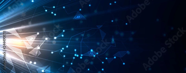 Fototapeta Cybersecurity and information or network protection. Future technology web services for business and internet project