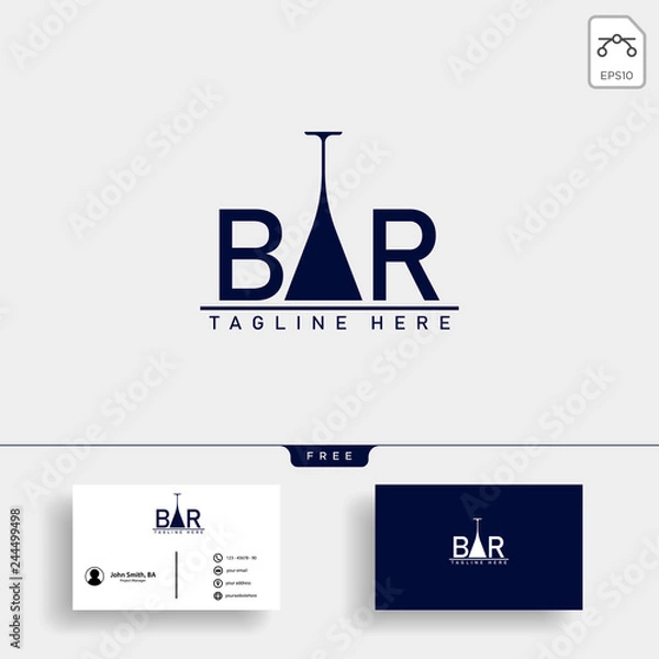 Fototapeta wine and bar type logo template vector illustration