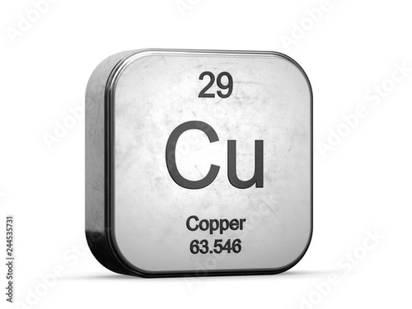 Fototapeta Copper element from the periodic table series. Metallic icon set 3D rendered on white background