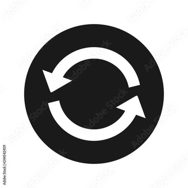 Fototapeta Update icon flat black round button vector illustration