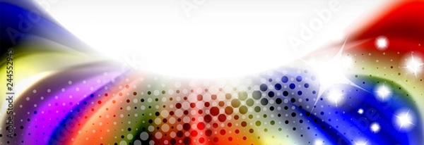 Fototapeta Abstract wave lines liquid fluid rainbow style color stripes background. Artistic illustration for presentation, app wallpaper, banner or poster