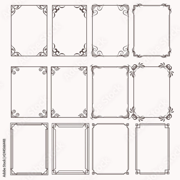 Fototapeta Decorative frames and borders rectangle proportions set