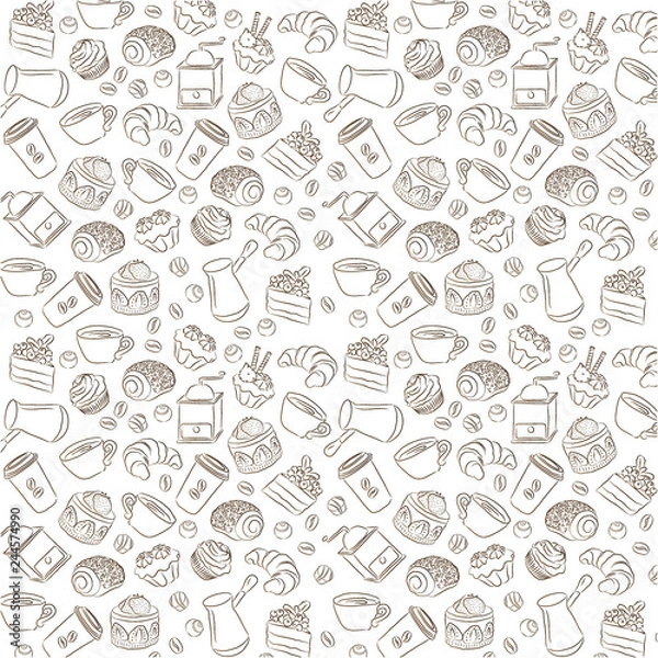 Fototapeta coffee seamless pattern