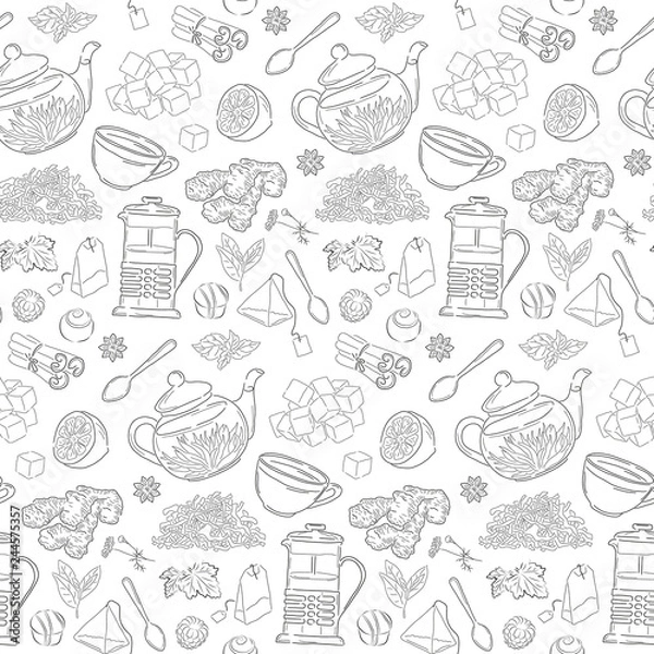 Fototapeta seamless tea pattern 