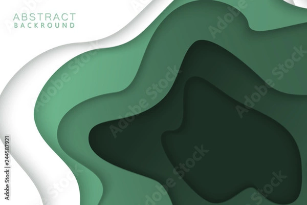 Fototapeta Paper cut background. Abstract realistic paper decoration for design. 3d Relief. Carving art. Vector illustration. Cover layout design template.