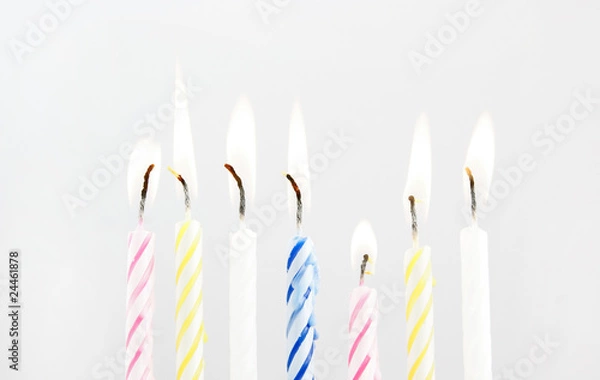 Obraz Colored candles on grey background