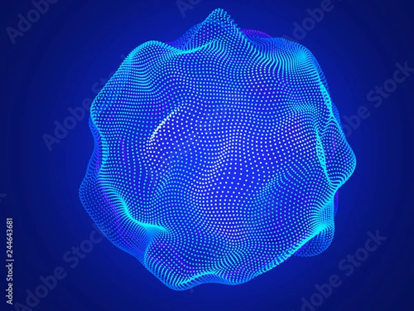 Fototapeta Big data cloud. Artificial intelligence Futuristic science background. Data explosion. Information flow noise. 3d renderings