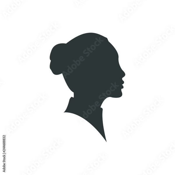 Obraz Beautiful woman profile silhouettes vector young female face design, beauty girl head, fashion lady graphic portrait.