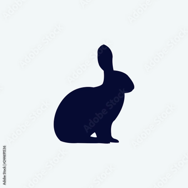 Obraz Vector silhouette of a rabbit on a white background.