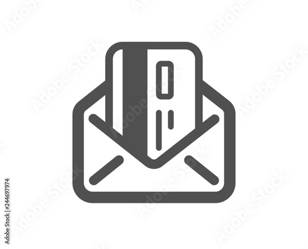 Fototapeta Credit card by mail icon. Payment sign. Finance symbol. Quality design element. Classic style icon. Vector