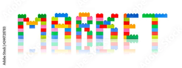 Fototapeta Block shape with word "MARKET". Business concept.