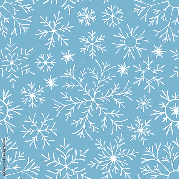 Fototapeta Christmas seamless doodle pattern