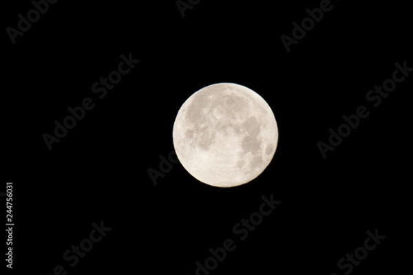 Obraz The moon will pass through Earth's shadow 01-23-2019 in the only total lunar eclipse. The Moon is an astronomical body that orbits planet Earth and is Earth's only permanent natural satellite.