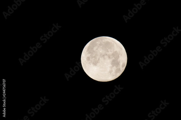 Fototapeta The moon will pass through Earth's shadow 01-23-2019 in the only total lunar eclipse. The Moon is an astronomical body that orbits planet Earth and is Earth's only permanent natural satellite.