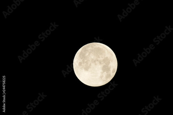 Obraz The moon will pass through Earth's shadow 01-23-2019 in the only total lunar eclipse. The Moon is an astronomical body that orbits planet Earth and is Earth's only permanent natural satellite.