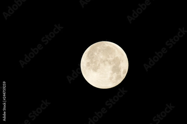 Obraz The moon will pass through Earth's shadow 01-23-2019 in the only total lunar eclipse. The Moon is an astronomical body that orbits planet Earth and is Earth's only permanent natural satellite.