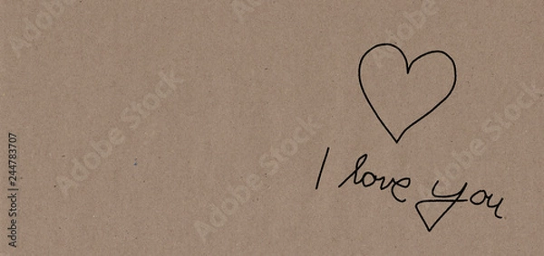 Obraz Papier braun Herz Text