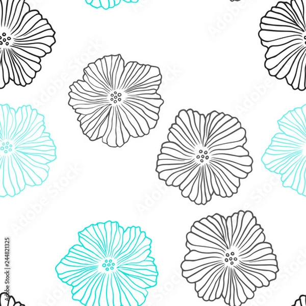 Fototapeta Light Green vector seamless abstract pattern with flowers.