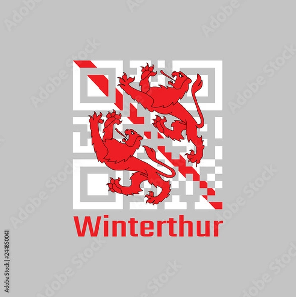 Fototapeta QR code set the color of Winterthur flag, The canton of Switzerland.