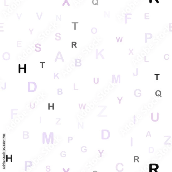 Fototapeta Light Purple vector seamless texture with ABC characters.