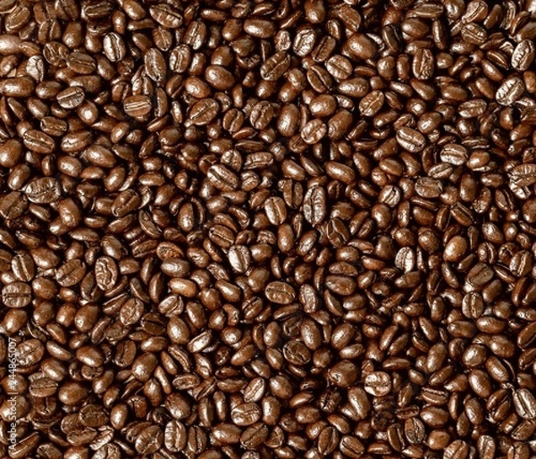 Fototapeta Roasted coffee beans on a flat background