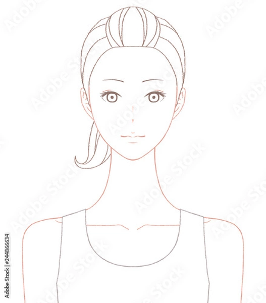 Obraz 女性の上半身の線画