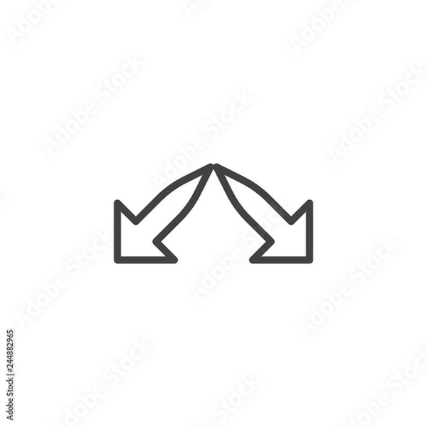 Fototapeta Directional arrows line icon. linear style sign for mobile concept and web design. Two side point arrows outline vector icon. Symbol, logo illustration. Pixel perfect vector graphics