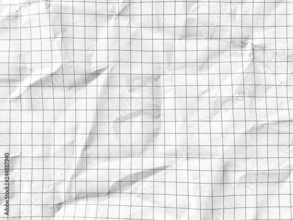 Obraz White grid math paper wrinkled texture background