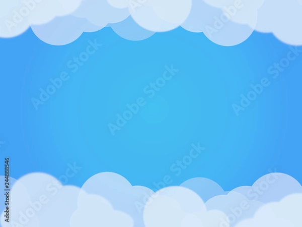 Obraz White and transparent clouds on blue gradient sky background.