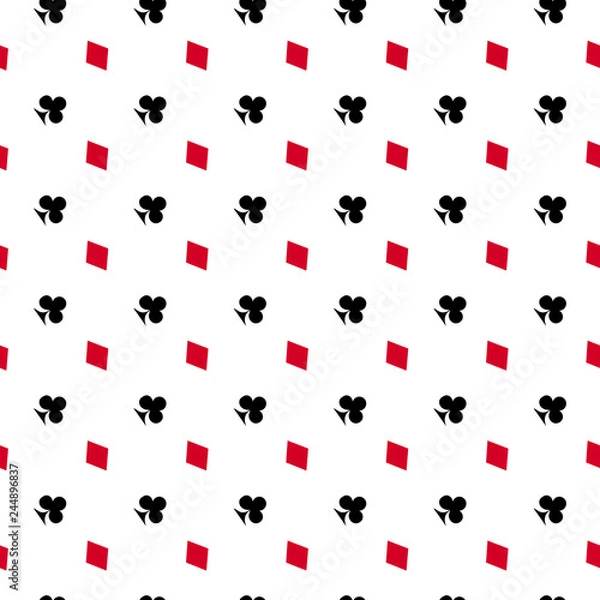 Fototapeta Poker card suit seamless pattern background. Can be used for wallpaper,fabric, web page background, surface texture.Abstract vector backround.