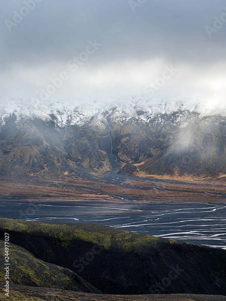 Fototapeta Iceland, clouds over mountains