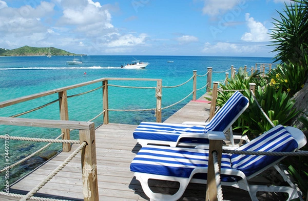 Obraz Beach chairs on a deck