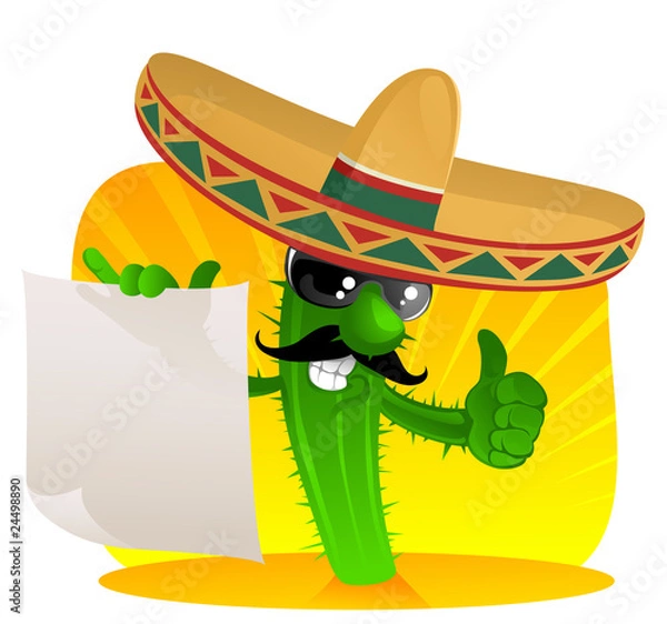 Fototapeta mexican cactus with scroll