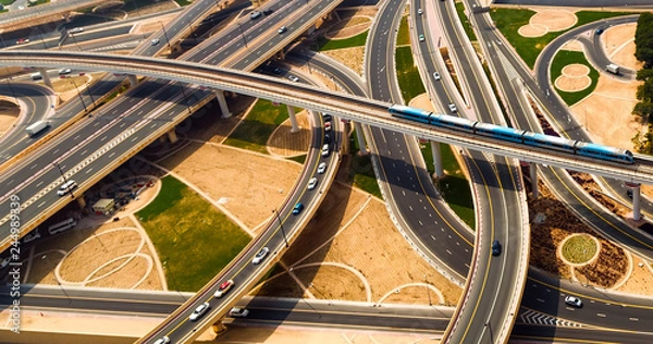 Obraz Dubai's driverless metro train Top view