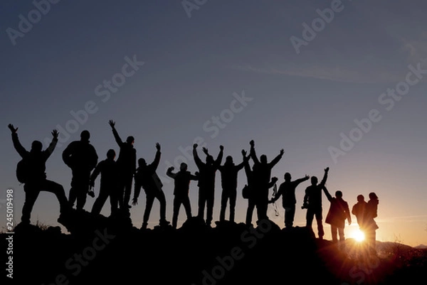 Fototapeta Crowd of travelers, photographers and nature lovers
