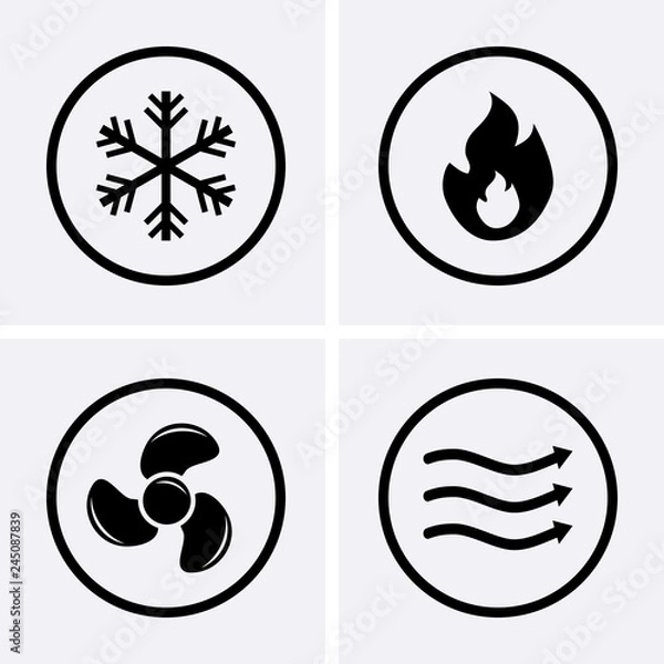 Obraz HVAC (heating, ventilating, and air conditioning) Icons. Heating and Cooling technology.