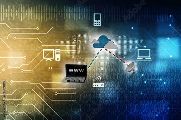 Fototapeta 3d rendering Cloud computing