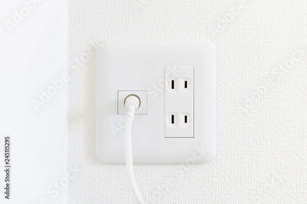 Fototapeta 電気のコンセントとテレビのコンセント