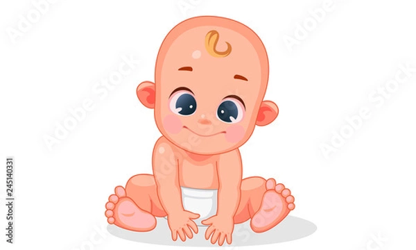 Obraz Vector illustration of cute baby with different expressions 2