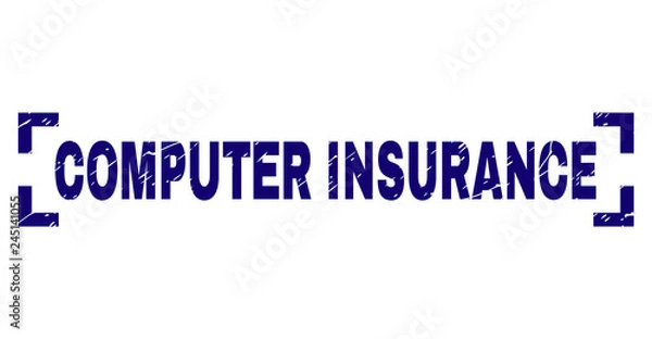 Fototapeta COMPUTER INSURANCE title seal print with grunge style. Text caption is placed between corners. Blue vector rubber print of COMPUTER INSURANCE with grunge texture.