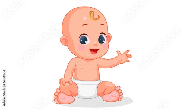 Fototapeta Vector illustration of cute baby with different expressions 7