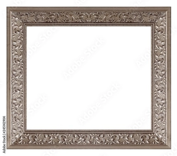 Fototapeta Silver frame for paintings, mirrors or photo isolated on white background