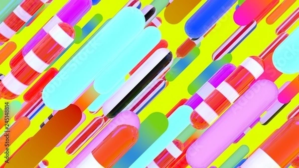 Fototapeta 3d rendering abstract capsule colorful background