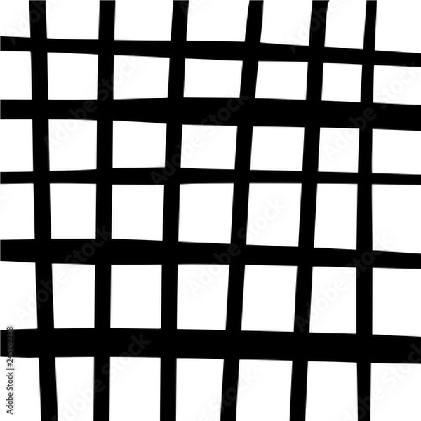 Obraz Black and white stylized plaid cell background. Abstract geometric gingham pattern