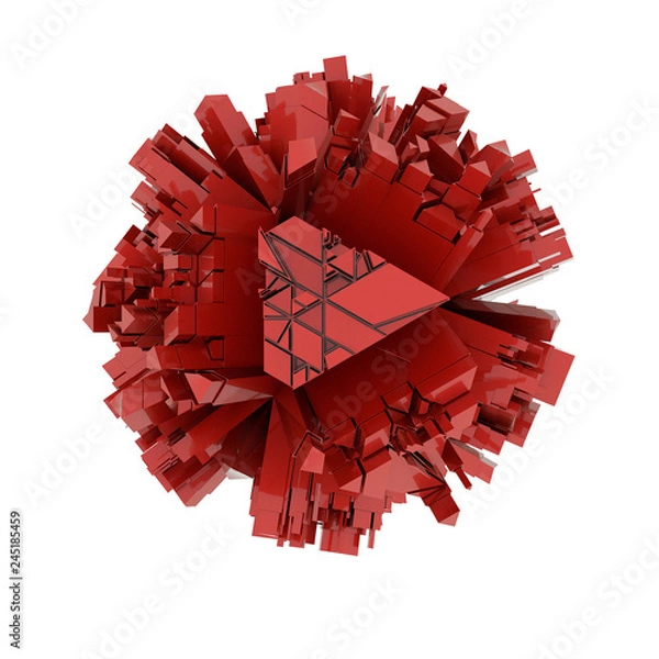 Obraz 3D Red futuristic city form random render