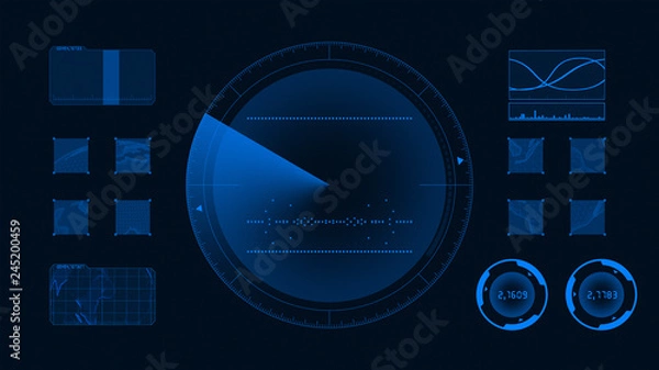 Fototapeta Futuristic technological interface. Blue background GUI