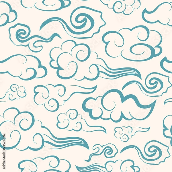 Fototapeta Chinese seamless clouds patterns. can ce used as background, wallpaper.